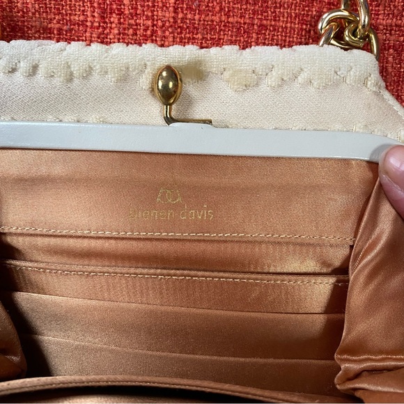 RARE 50’s Bienen Davis Velvet Floral Carpet Chenille Purse Bag - Picture 7 of 15